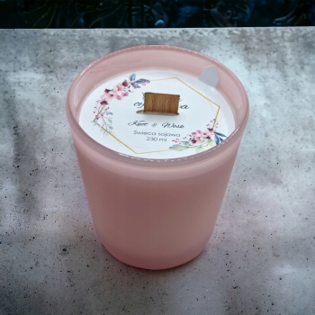 Świeca Sojowa Ręcznie wykonana różowy mat Handmade 230 ml Trawa Cytrynowa