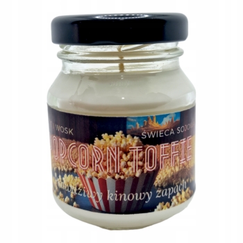 Świeca Sojowa ręcznie wykonana Handmade 80 ml kinowy zapach Popcorn z toffi