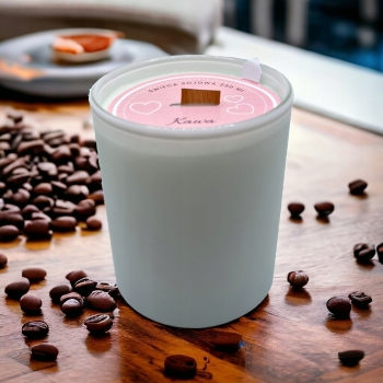 Świeca Sojowa Ręcznie wykonana biały mat Handmade 230 ml Kawa