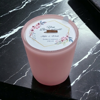 Świeca Sojowa ręcznie wykonana Handmade różowy mat 230 ml Yen Bez i Agrest