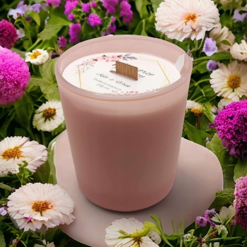 Świeca Sojowa różowy mat ręcznie robiona 230 ml zapach - Powietrze po burzy