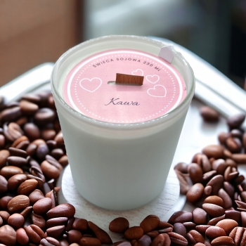 Świeca Sojowa Ręcznie wykonana biały mat Handmade 230 ml Kawa