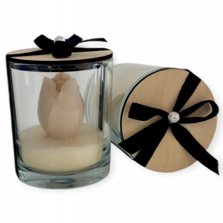 Świeca sojowa ozdobna Rękodzieło Knot i Wosk zapach Tulipany Walentynki