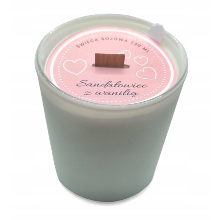 Świeca Sojowa ręcznie wykonana Biały Matt 230 ml Sandałowiec z Wanilią
