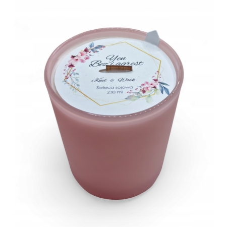 Świeca Sojowa ręcznie wykonana Handmade różowy mat 230 ml Yen Bez i Agrest