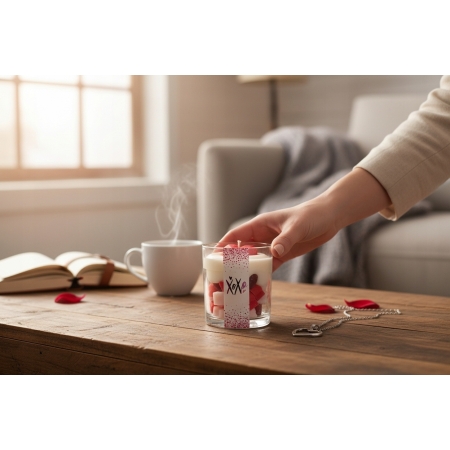 Świeca sojowa ozdobna Knot i Wosk zapach wiśni wiśnia 230 ml Walentynki