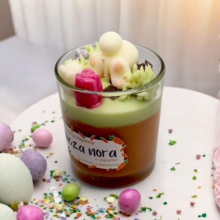 Ręcznie zalewana Świeca Sojowa Prezent Wielkanoc zając królik słodki zapach