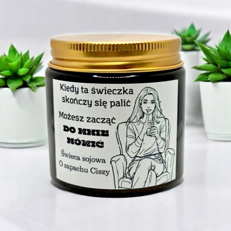Świeca Sojowa o zapachu ciszy - PREZENT DLA PRZYJACIÓŁKI KOLEŻANKI ZNAJOMEJ
