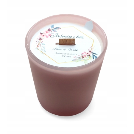 Świeca Sojowa różowy mat ręcznie robiona Handmade 230 ml Jaśmin i bez