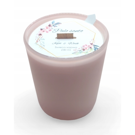 Świeca Sojowa naturalna ręcznie robiona różowy matt 230 ml Palo Santo