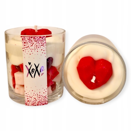 Świeca sojowa ozdobna Knot i Wosk zapach wiśni wiśnia 230 ml Walentynki