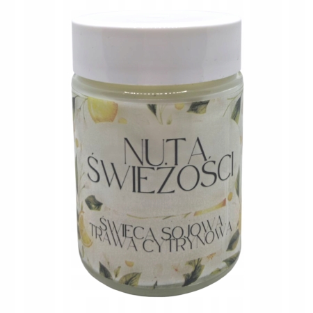 Ręcznie zalewana Świeca Sojowa Nuta Świeżości, naturalny bawełniany knot