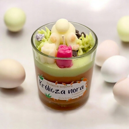 Ręcznie zalewana Świeca Sojowa Prezent Wielkanoc zając królik słodki zapach