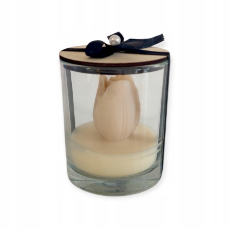 Świeca sojowa ozdobna Rękodzieło Knot i Wosk zapach Tulipany Walentynki