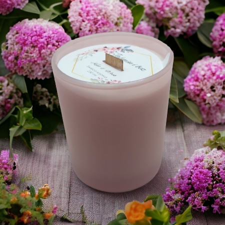 Świeca Sojowa różowy mat ręcznie robiona Handmade 230 ml Jaśmin i bez