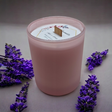 Świeca Sojowa ręcznie robiona Handmade różowy mat 230 ml Lawenda