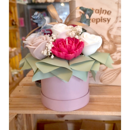 Pachnący Flower Box świeca sojowa świeczki kwiaty Zapach Piwonia Rękodzieło