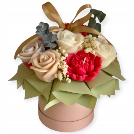Pachnący Flower Box świeca sojowa świeczki kwiaty Zapach Piwonia Rękodzieło