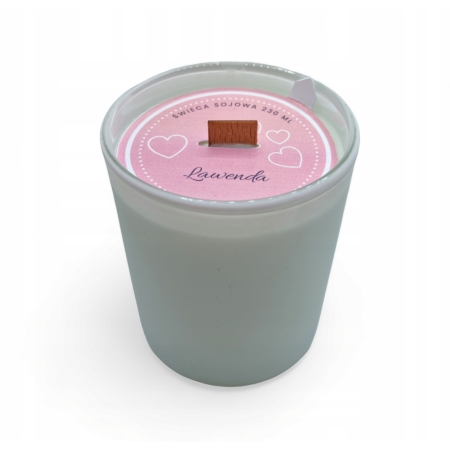 Świeca Sojowa ręcznie robiona Handmade białym mat 230 ml Lawenda