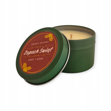 Świeca Sojowa na Święta Zapachowa Ręcznie Robiona Knot i Wosk Zapach Swiąt
