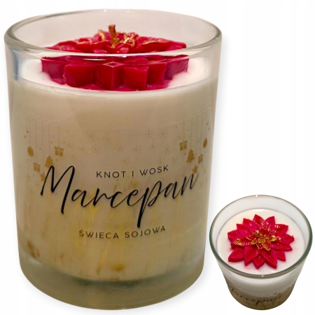 ZAPACH ŚWIĄTECZNY MARCEPAN ręcznie wylana i zdobiona świeca sojowa prezent