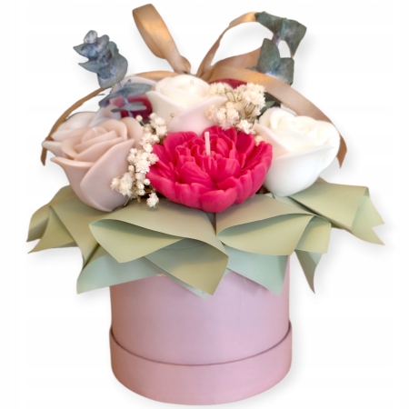 Pachnący Flower Box świeca sojowa świeczki kwiaty Zapach Piwonia Rękodzieło