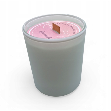 Świeca Sojowa ręcznie robiona Handmade białym mat 230 ml Lawenda