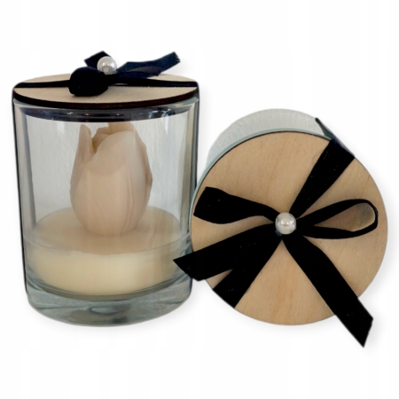 Świeca sojowa ozdobna Rękodzieło Knot i Wosk zapach Tulipany Walentynki