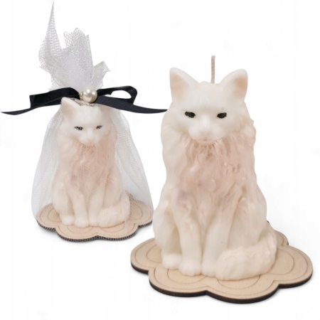 Świeca Sojowa zapachowa wolnostojąca kot maine coon prezent Trawa Cytrynowa