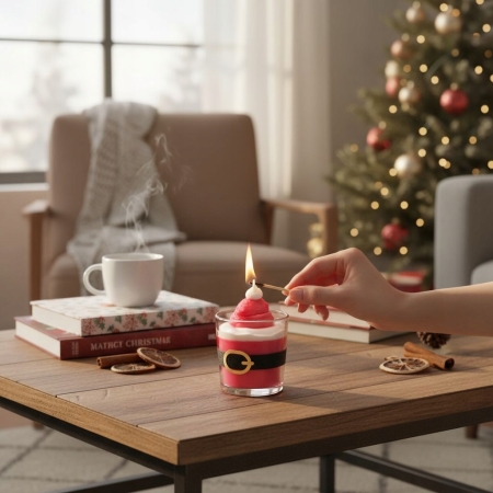 ZAPACH CIASTO MANDARYNKOWE ręcznie wylana i zdobiona świeca sojowa prezent